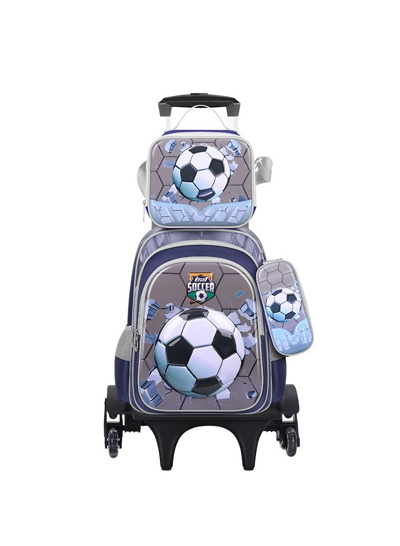 3-Piece Football Ttrolley Backpack Set 42cm*31cm*19cm Gray