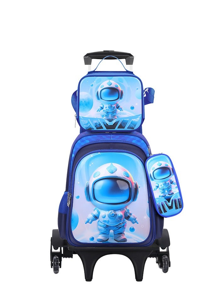 3-Piece Astronaut Trolley Backpack Set 42cm*31cm*19cm Dark Blue