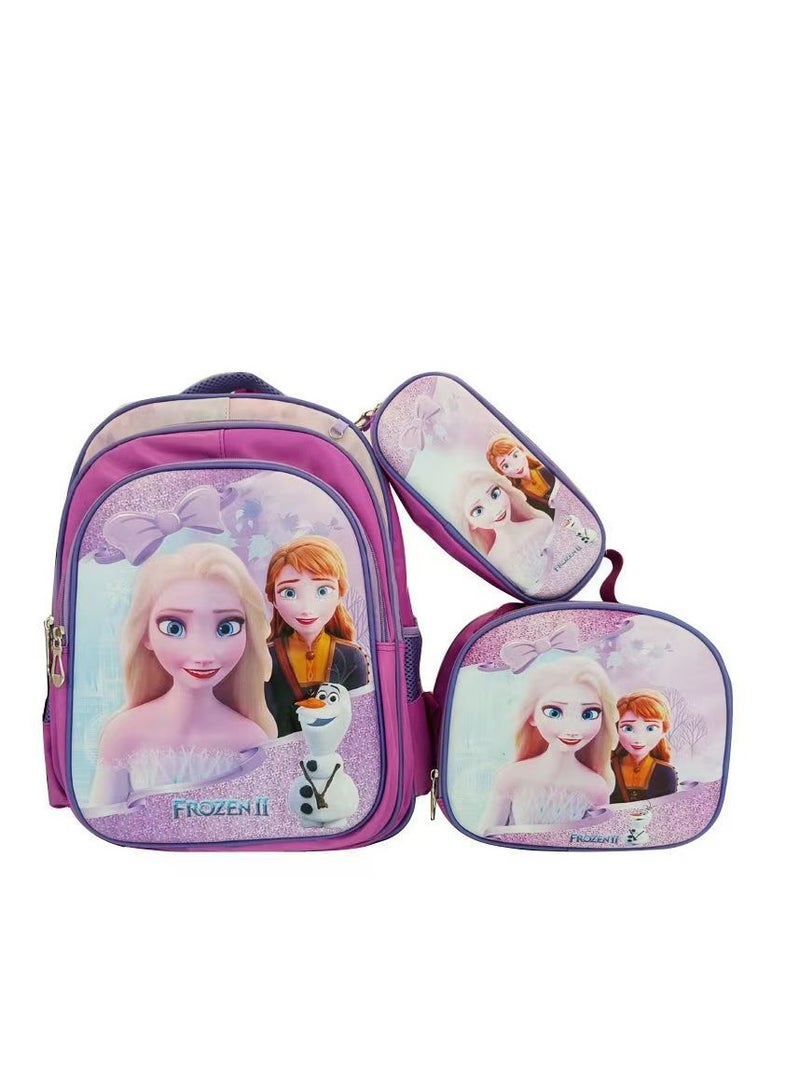 3-Piece Ice Princess Trolley Backpack Set 42cm*31cm*19cm