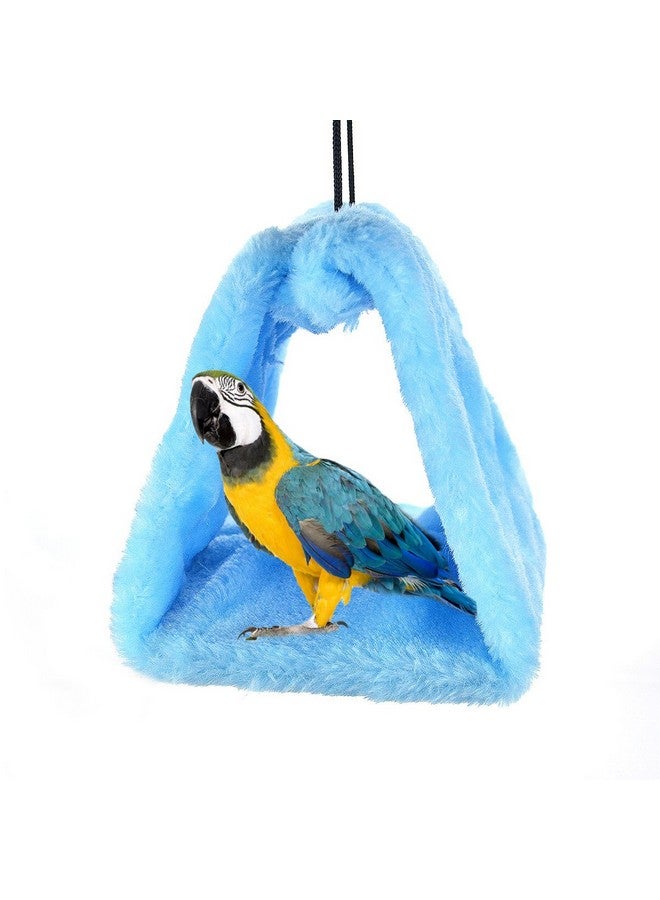 Winter Warm Bird Nest House Shed Hut Hanging Hammock Finch Cage Plush Fluffy Birds Hut Hideaway For Hamster Parrot Macaw Budgies Eclectus Parakeet Cockatiels Cockatoo Lovebird (M, Blue)