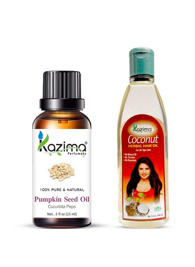 Combo Of Pumpkin Seed Oil 15Ml And Coconut Herbal Hair Oil 100Ml For Hair And Skin (Combo Of 2)