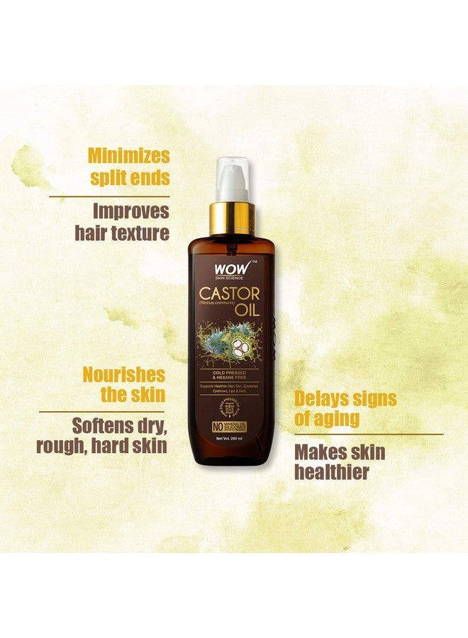 Skin Science 100% Pure Castor Oil Cold Pressed For Stronger Hair, Skin & Nails No Mineral Oil & Silicones, 200 Ml