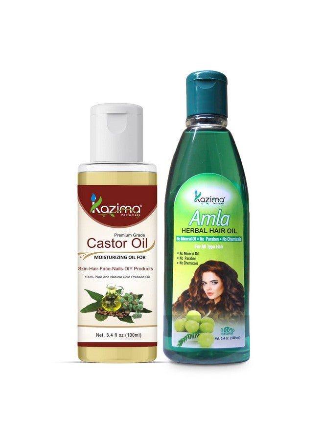 Combo Of Castor Oil And Amla Herbal Hair Oil (Each 100Ml) Hair Fall Repair & Hair Fall Control