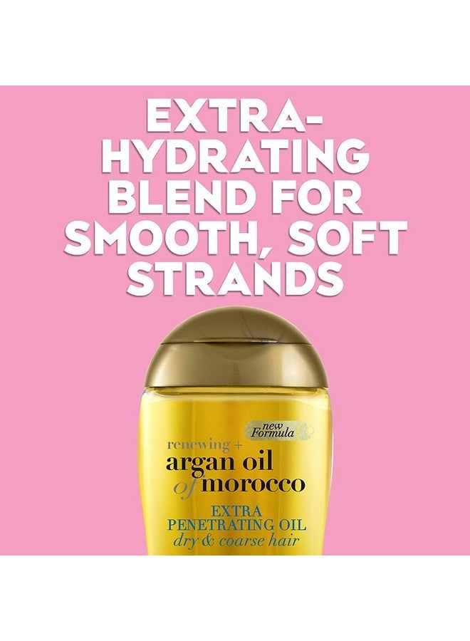 Set Of 2 Extra Strength Renewing + Argan Oil Of Morocco Penetrating Hair Oil Treatment Deep Moisturizing Serum For Dry Damaged & Coarse Hair Parabenfree Sulfatedsurfactants Free 3.3 Fl Oz