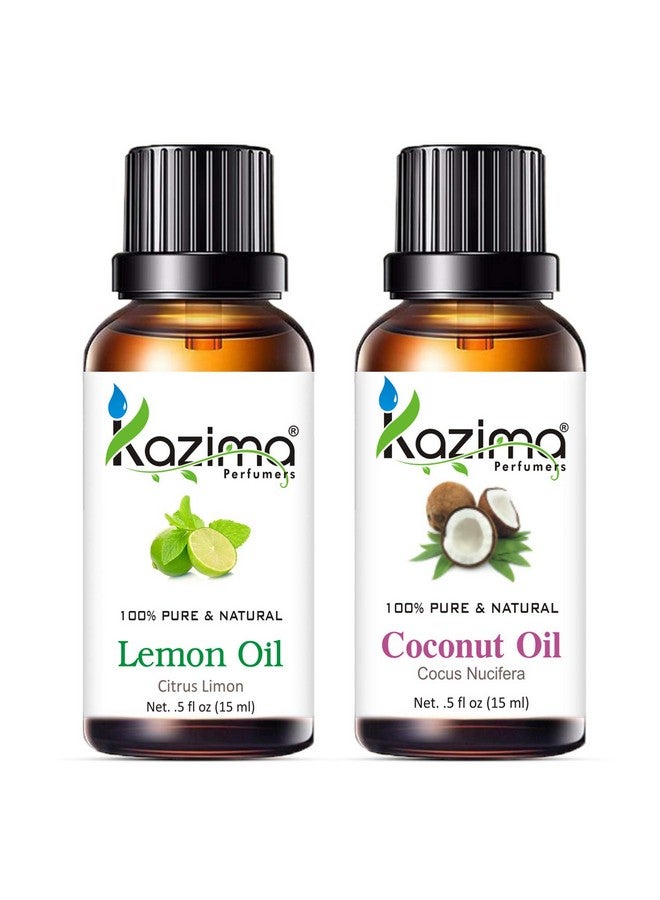 Combo Of Lemon Oil And Coconut Oil - 100% Pure & Undiluted Oil For Face & Hair, 15 Ml Each