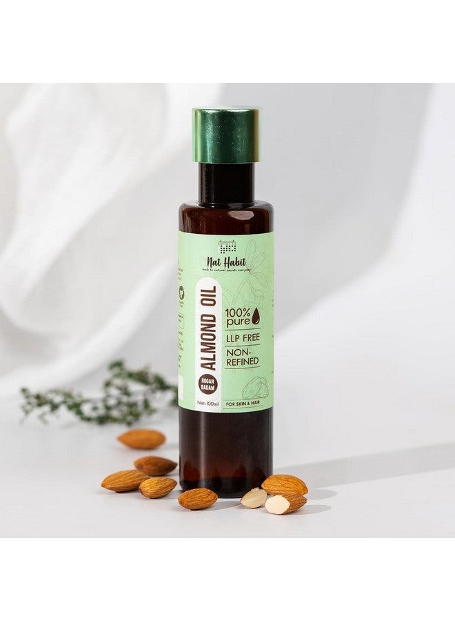 100% Pure Almond Oil (Rogan Badam), For Skin & Hair, Non-Refined, Chemical Free & Preservative Free - 100 Ml