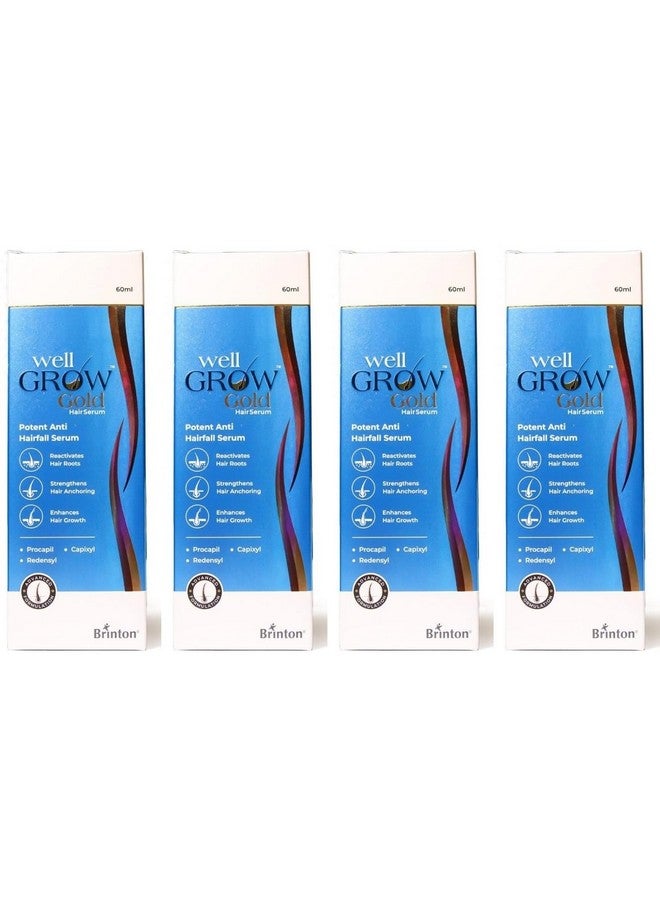 Wellgrow Gold Hair Serum For Hair Care, Women, Men (60Ml) X Pack Of 4