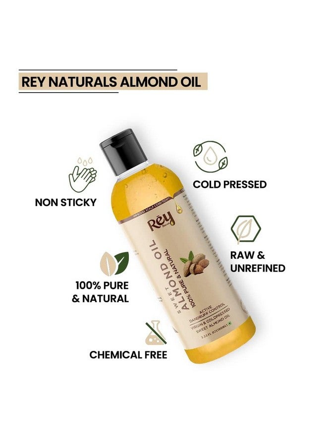 Almond Hair Oil (Badam Oil) - 100% Pure, Cold Pressed, For Hair & Skin | Promotes Growth, Reduces Dandruff | 100Ml (Pack Of 2)