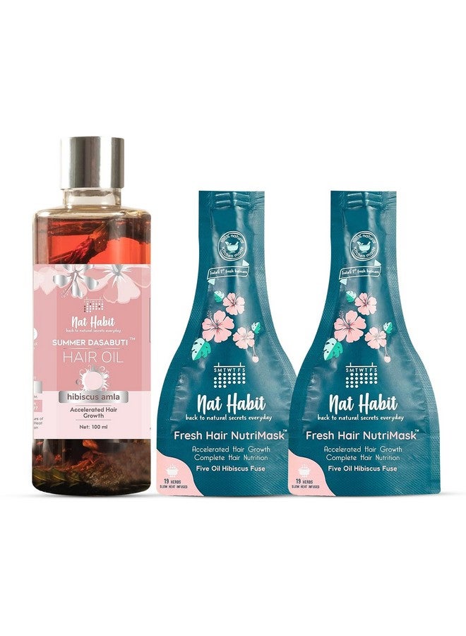 Hibiscus Hair Oil & Hair Mask Combo, Helps In Hair Growth, Conditioning & Smoothing With The Goodness Of Herbs, Suitable For All Hair & Scalp Types (Combo Pack Of 2)