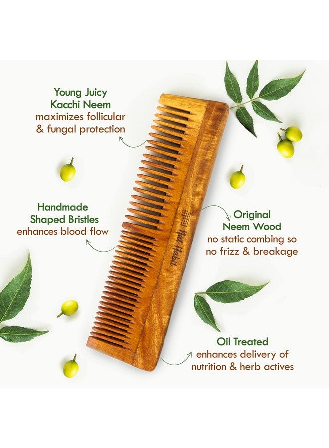 Back To Natural Secrets Everyday Dual Tooth Wooden Kacchi Neem Comb & Trileaf Hair Nutrimask For Hair Growth, Hairfall Control & Hair Smoothening (Combo Pack Of 3)