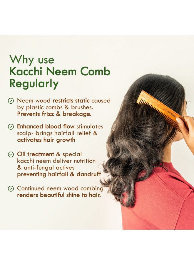 Back To Natural Secrets Everyday Dual Tooth Wooden Kacchi Neem Comb & Trileaf Hair Nutrimask For Hair Growth, Hairfall Control & Hair Smoothening (Combo Pack Of 3)