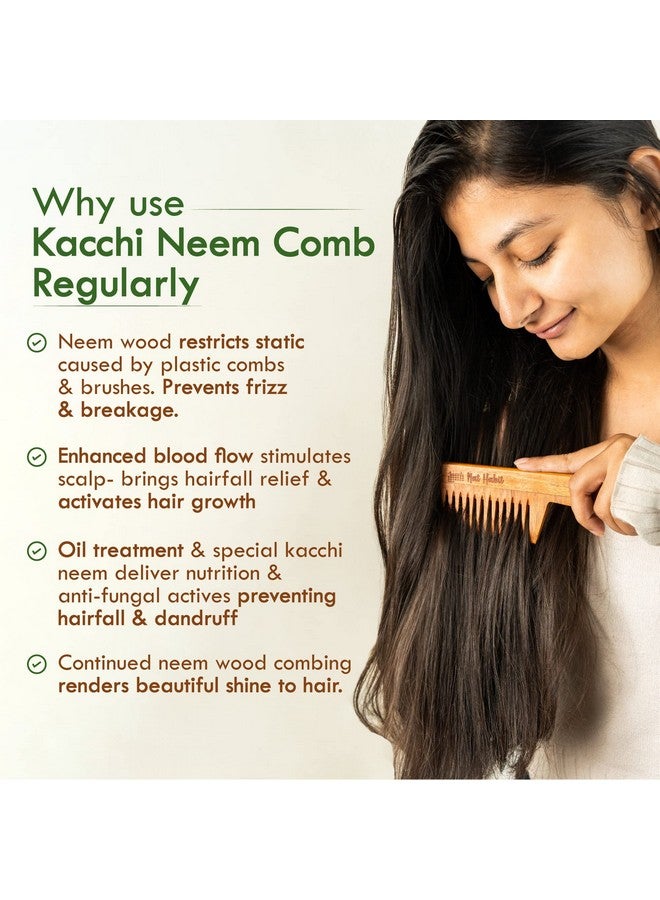 Back To Natural Secrets Everyday Wide Tooth Wooden Kacchi Neem Comb & Hibiscus Hair Nutrimask For Hair Growth, Hairfall Control & Hair Smoothening (Combo Pack Of 3)