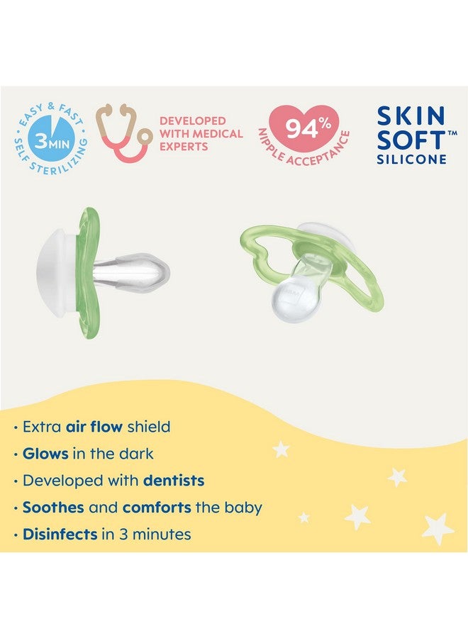 Mam Air Night Pacifiers (1 Sterilizing Pacifier Case) Mam Sensitive Skin Pacifier 6+ Months Glow In The Dark Pacifier Best Pacifier For Breastfed Babies Baby Boy Pacifiers 6 16 2 Ct (Pack Of 1)