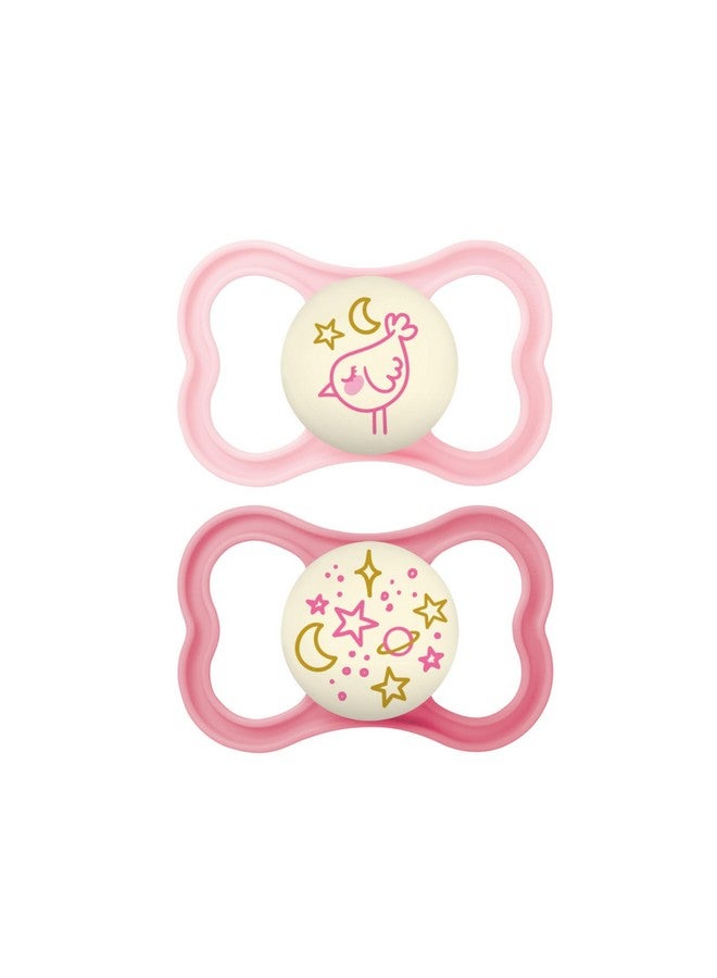 Supreme Night Baby Pacifier For Sensitive Skin Patented Nipple 16+ Months Girl 2 Count (Pack Of 1)