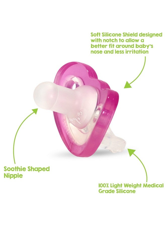 Jollypop Newborn Pacifier 0 3 Months Soft Bpa Free Silicone Usa Made Durable One Piece Dishwasher Safe Sterilizable Pink Pack Of 2