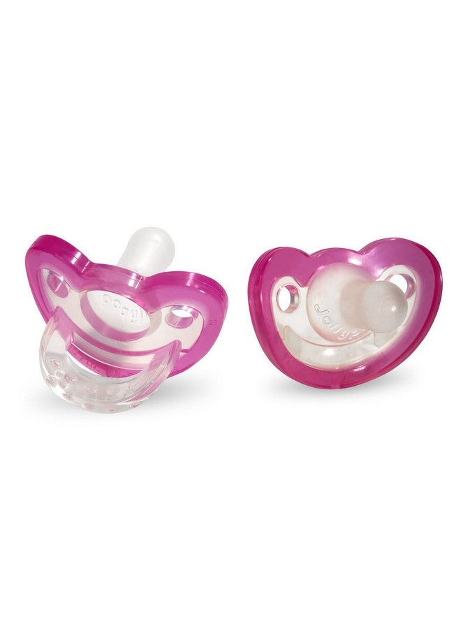 Jollypop Newborn Pacifier 0 3 Months Soft Bpa Free Silicone Usa Made Durable One Piece Dishwasher Safe Sterilizable Pink Pack Of 2