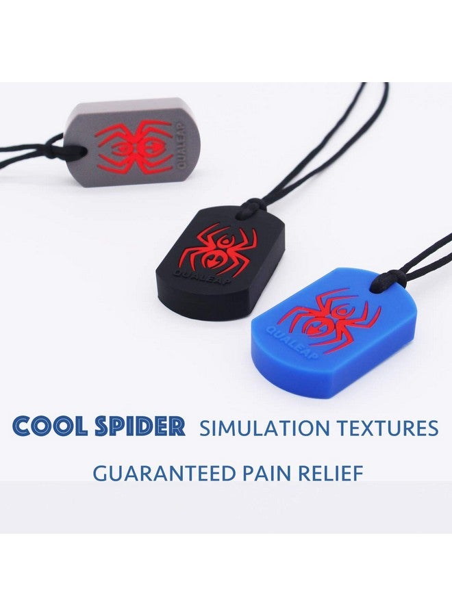 Xtra Tough Spider Sensory Chew Necklace For Kids (3 Pack) - Chewing Teething Necklace Teether Necklace Chew Toys - Designed For Chewing, Autism Sensory Teether Toy (Moderate & Aggressive Chewer)