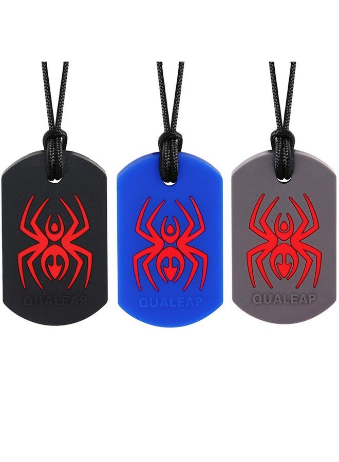 Xtra Tough Spider Sensory Chew Necklace For Kids (3 Pack) - Chewing Teething Necklace Teether Necklace Chew Toys - Designed For Chewing, Autism Sensory Teether Toy (Moderate & Aggressive Chewer)