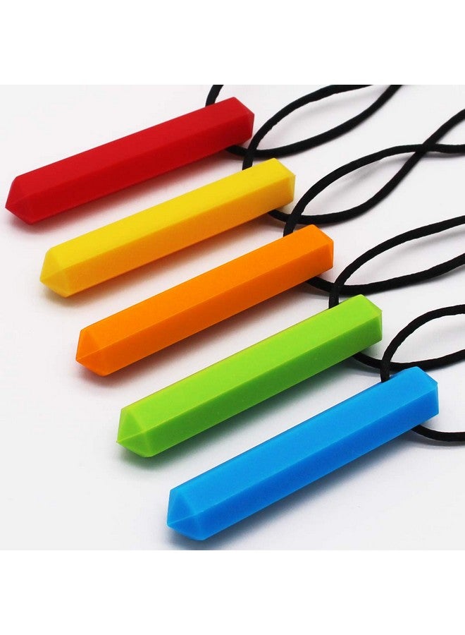 Xtra Tough (Xt) Sensory Chew Necklace For Kids, Boys Or Girls (5 Pack) - Chewing Necklace Teething Necklace Teether Necklace Chew Toys - Teething Toys Designed For Autism Adhd (5 Colors)