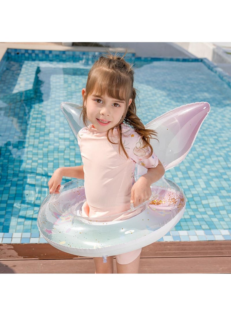 Giant Mermaid Tail Pool Float PVC Inflatable Floats Mermaid Swimming Ring Suitable for Ages 5-9 Years Kids Light Pink 55CM