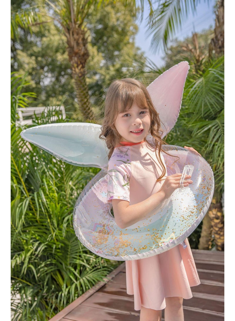 Giant Mermaid Tail Pool Float PVC Inflatable Floats Mermaid Swimming Ring Suitable for Ages 5-9 Years Kids Light Pink 55CM