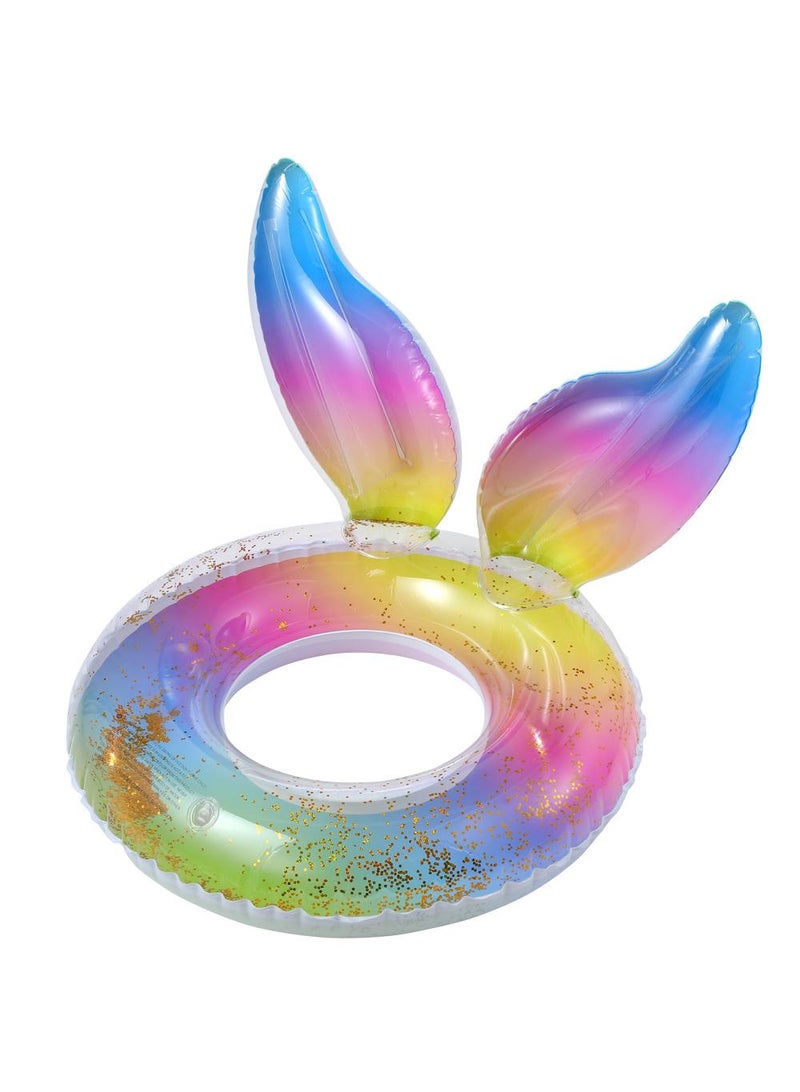 Giant Mermaid Tail Pool Float PVC Inflatable Floats Mermaid Swimming Ring Suitable for Ages 5-9 Years Kids Multicolour A 55CM