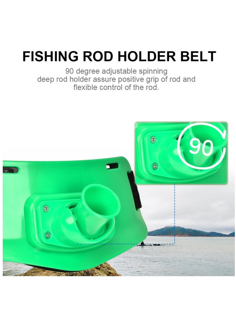 Adjustable Fishing Rod Holder Belt for Big Game and Jigging, Padded Waist Gimbal in Green