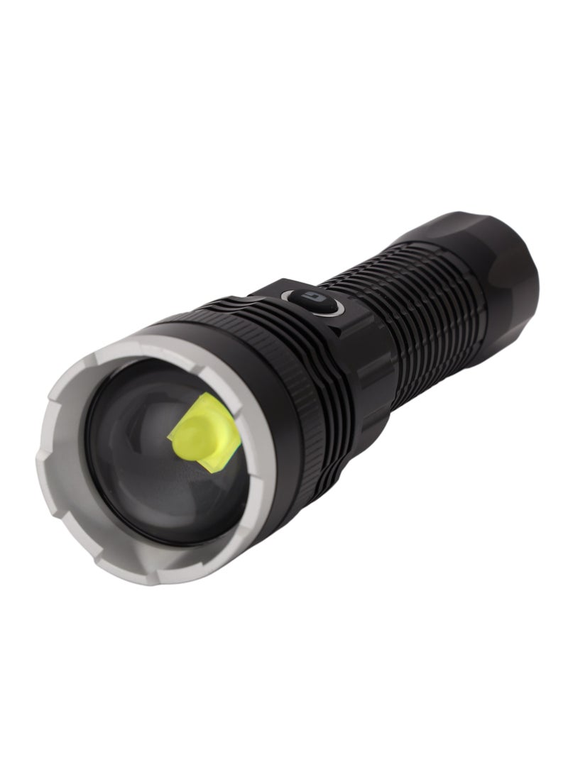 Rechargeable LED Flashlight 20W| 2500 Lumens Output Perfect for Indoor and Outdoor Use| 5000 mAh Battery 10 Hours Continuous Working C-type charging with Aluminum Housing, Lithium Battery and 1000 M Distance Covering GFL51000 Black