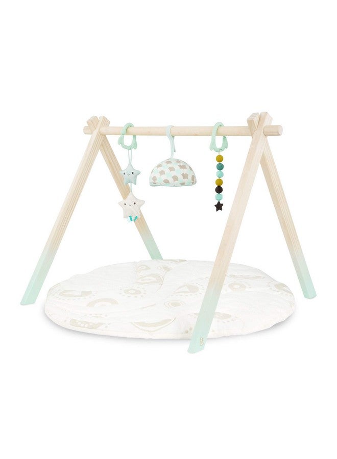 B. Baby Wooden Baby Play Gym Activity Mat Starry Sky 3 Hanging Sensory Toys Natural Wood Babies, Infants