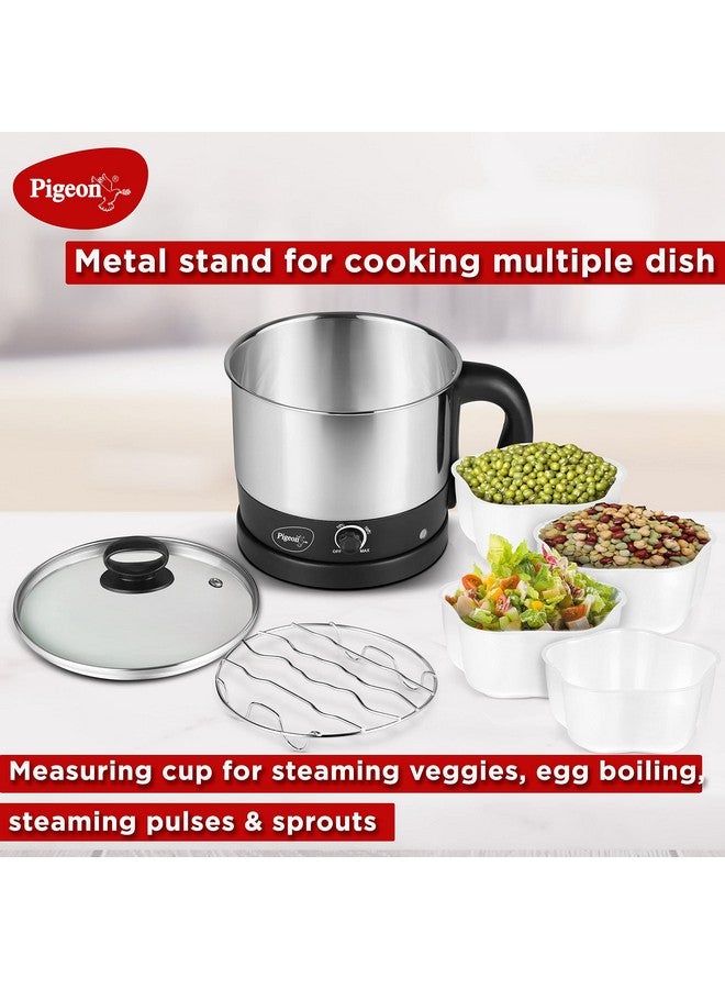 Kessel Multipurpose Kettle (12173) 1.2 Litres With Stainless Steel Body Used For Boiling Water And Milk Tea Coffee Oats Noodles Soup Etc. 600 Watt (Black & Silver)