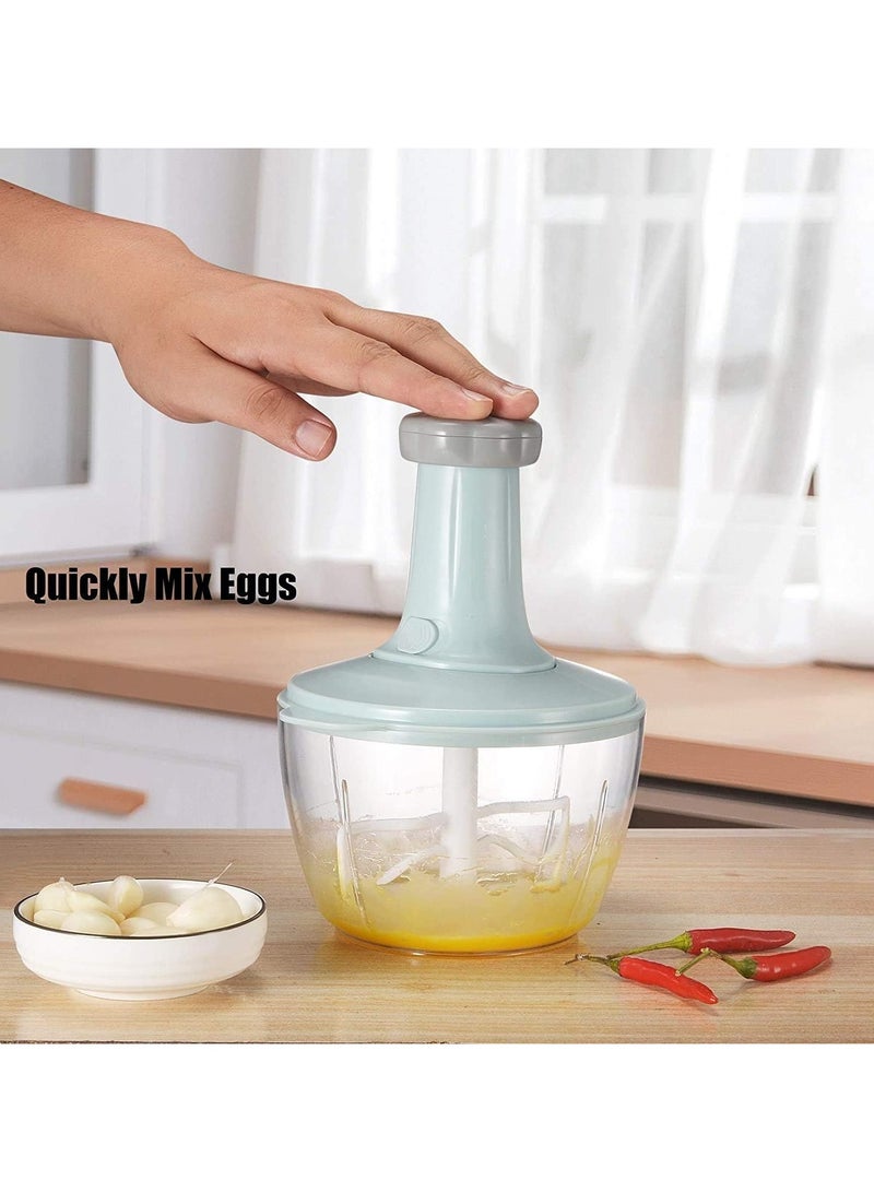 2L Manual Handheld Mini Food Chopper With Stainless Steel Blade for Vegetables, Onions