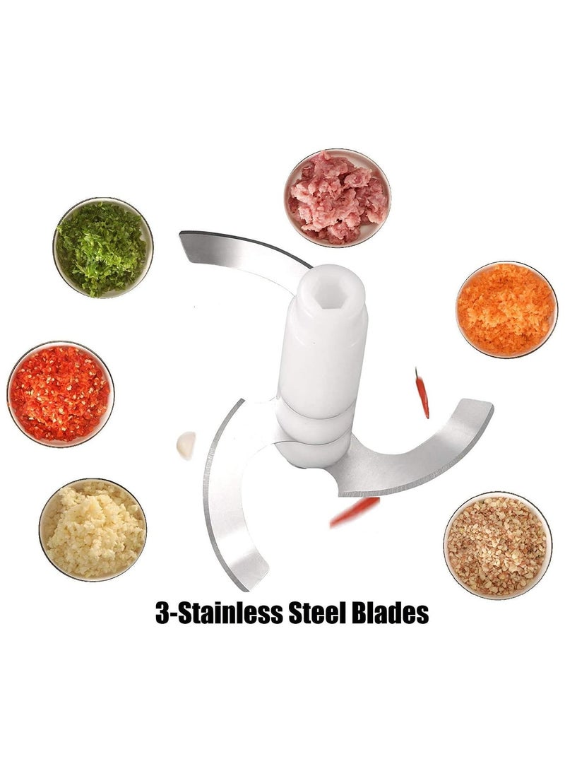 2L Manual Handheld Mini Food Chopper With Stainless Steel Blade for Vegetables, Onions