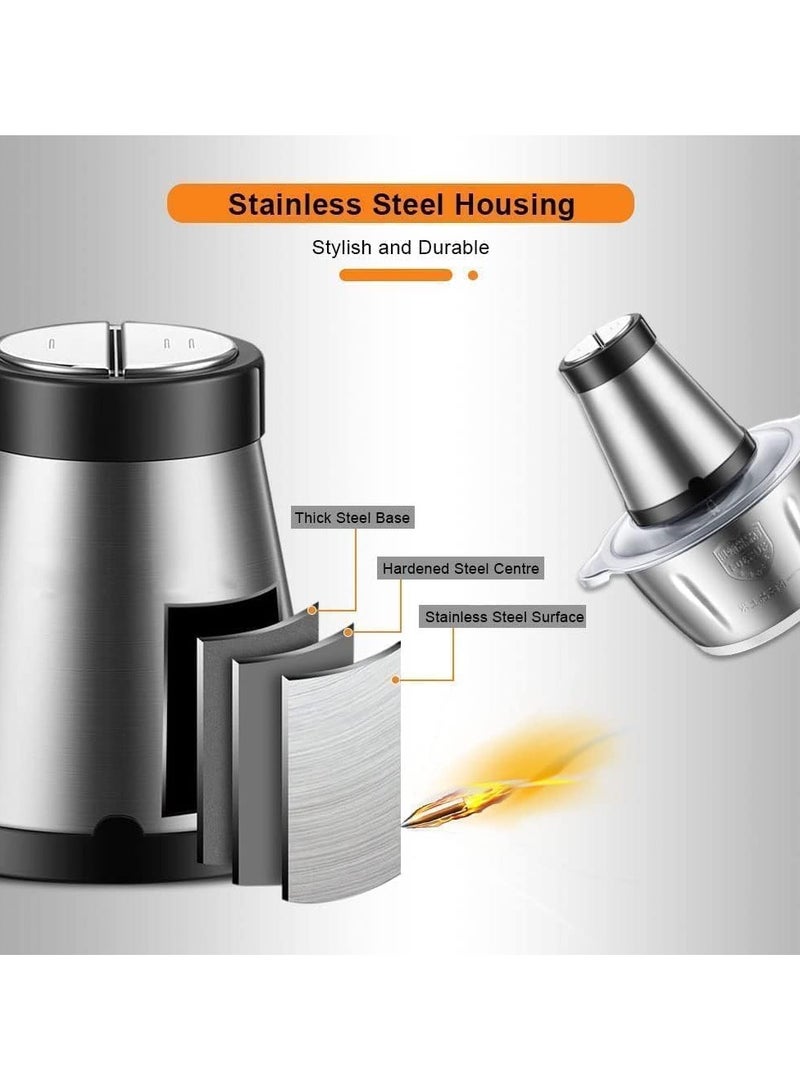 Electric Stainless Steel Meat Grinder Food Chopper with 3.5L Bowl, 2 Speed Levels