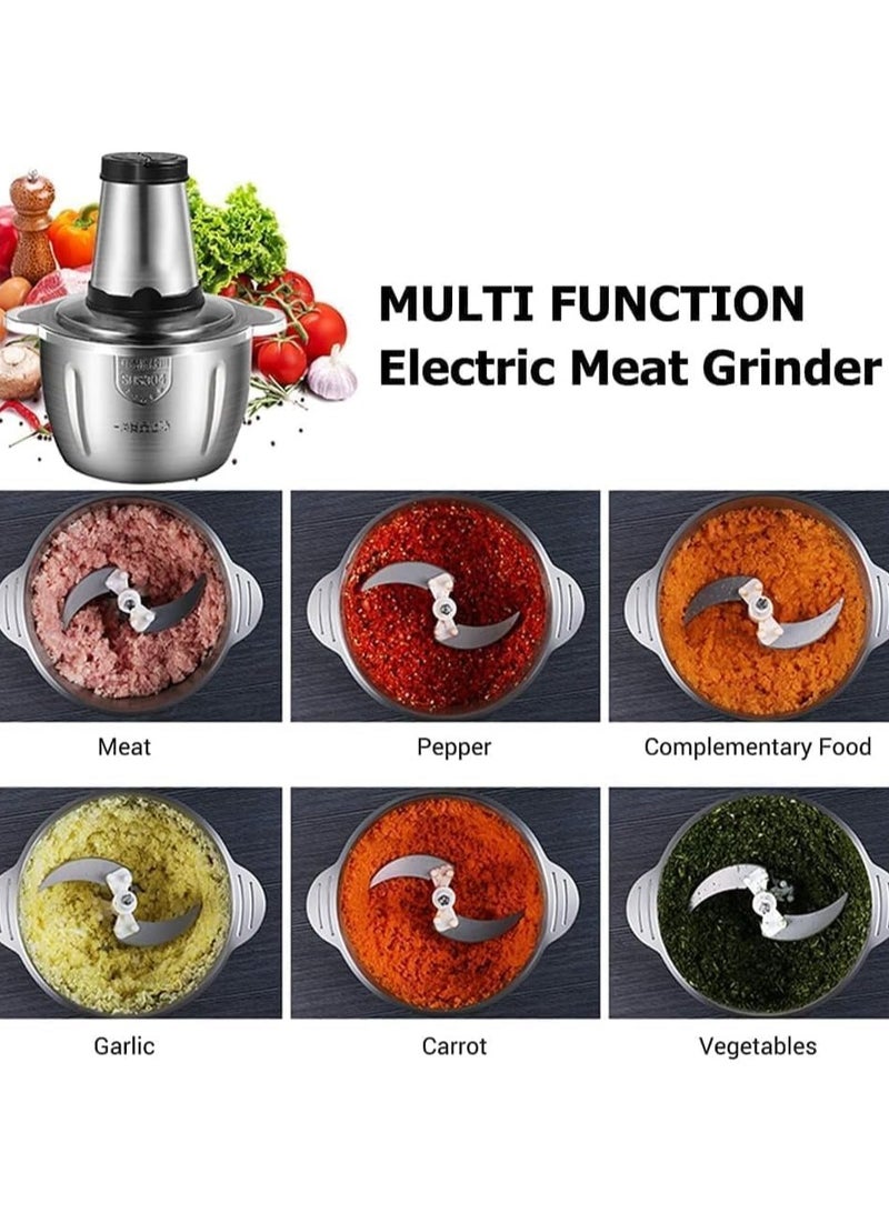 Electric Stainless Steel Meat Grinder Food Chopper with 3.5L Bowl, 2 Speed Levels