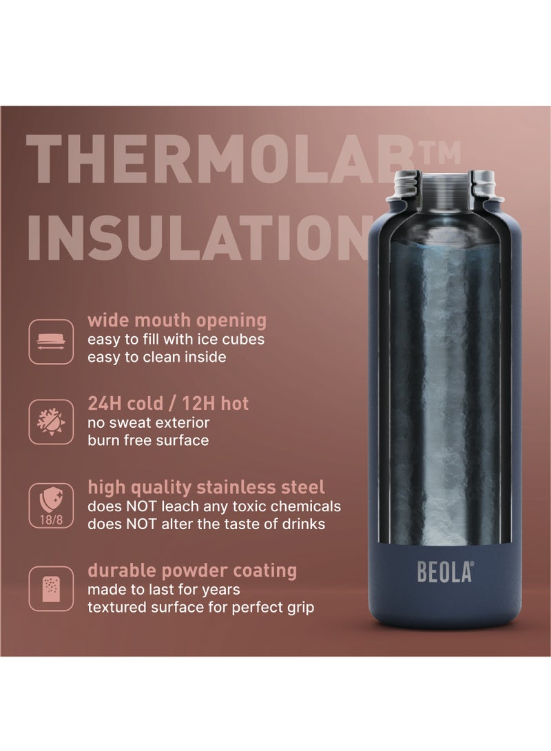 1200ml Water Bottle 18/8 Stainless Steel 304 Double Wall Insulated Thermos Bottle with a wide mouth, 2 lids included, Hot Cold Liquids Sports Bottle, 40oz Bottle (Blush Pink)