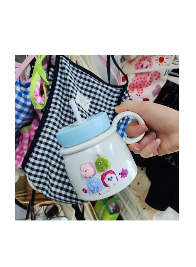 700mL Large Capacity Ice King New Children's Office Stainless Steel Big Belly Straw Cup With Water Cup And Insulated Cup