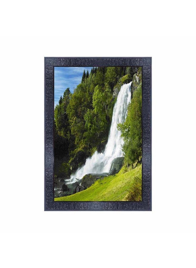 Poster N Frames Vastu Waterfall Landscape Scenery Wooden Photo Frame With Acrylic Sheet | Living Room, Bedroom | Home Decoration | Best Gifting Option (10X14Inch Multicolour,Synthetic) 8047