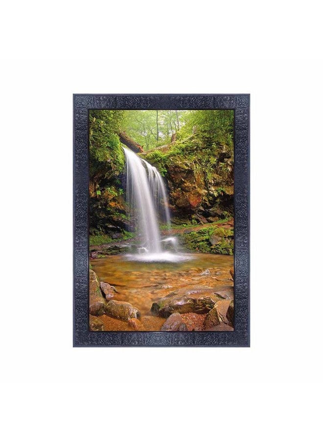 Poster N Frames Vastu Waterfall Landscape Scenery Wooden Photo Frame With Acrylic Sheet | Living Room, Bedroom | Home Decoration | Best Gifting Option (10X14Inch Multicolour,Synthetic) 1706