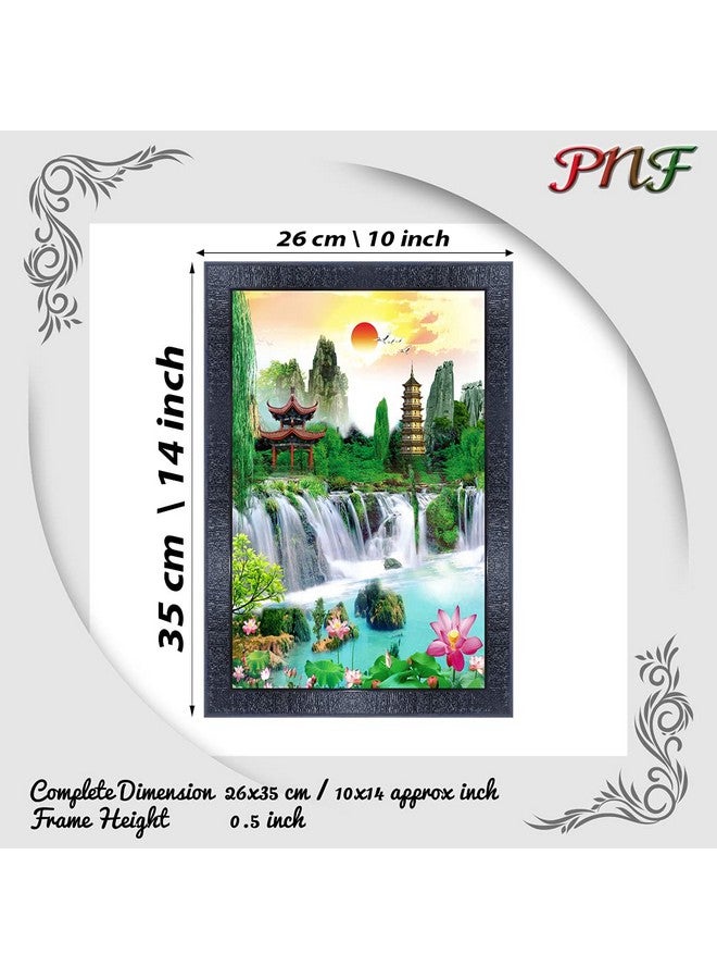 Poster N Frames Vastu Waterfall Landscape Scenery Wooden Photo Frame With Acrylic Sheet | Living Room, Bedroom | Home Decoration | Best Gifting Option (10X14Inch Multicolour,Synthetic) 28141