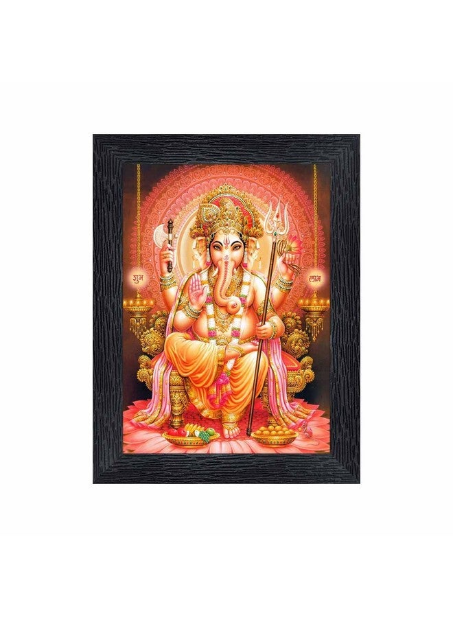 Ganeshji Religious Wood Photo Frames With Acrylic Sheet (Glass) For Worship/Pooja(Photoframe,Multicolour,6X8Inch) 22356