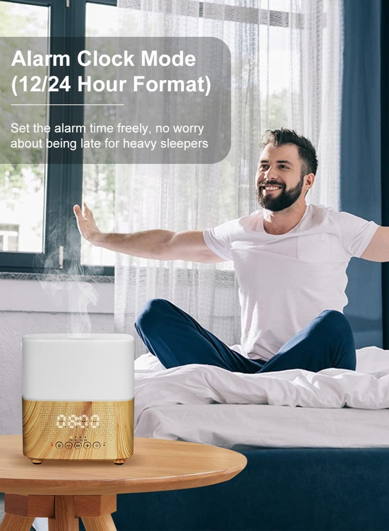 300ML Essential Oil Diffuser with Bluetooth Speaker and Alarm Clock, 7 Color Light, Timer and Auto-Off for Home and Office