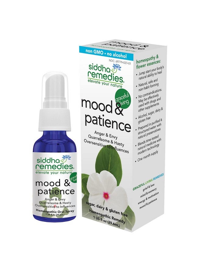 Remedies Mood & Patience Spray For Mood Boost & Support | Ease Tension, Irritability And Impatience | Non Gmo Homeopathic Remedy W/Flower Essences For Emotional Support | No Alcohol, Sugar