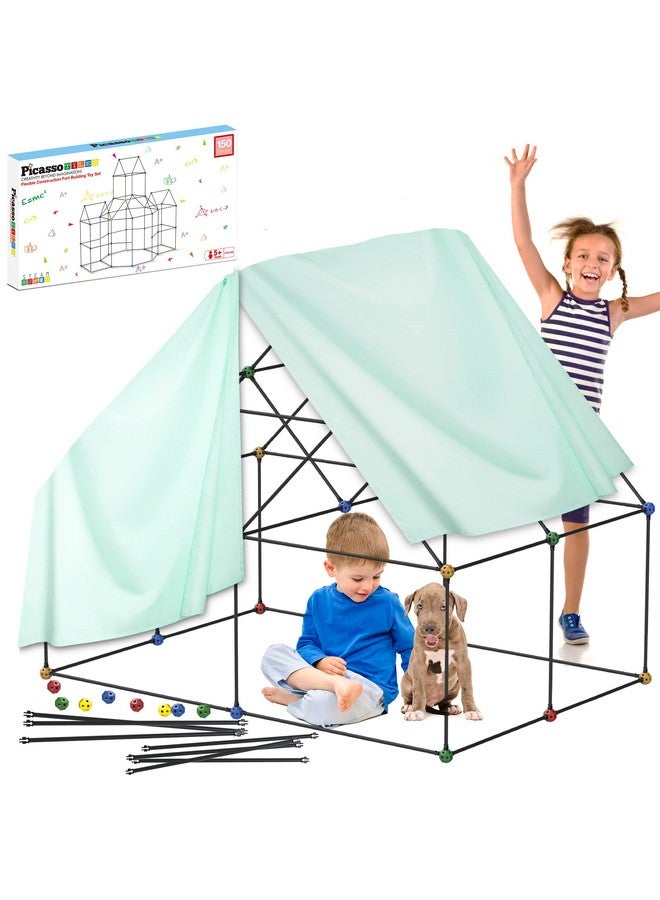 Kids Fort Building Kit Playset 150 Piece Indoor And Outdoor Toy Set Forts Construction Builders Blocks Toys Children Boys Girls Stem Learning Castle System Tunnel Tent Rocket Pretend Play