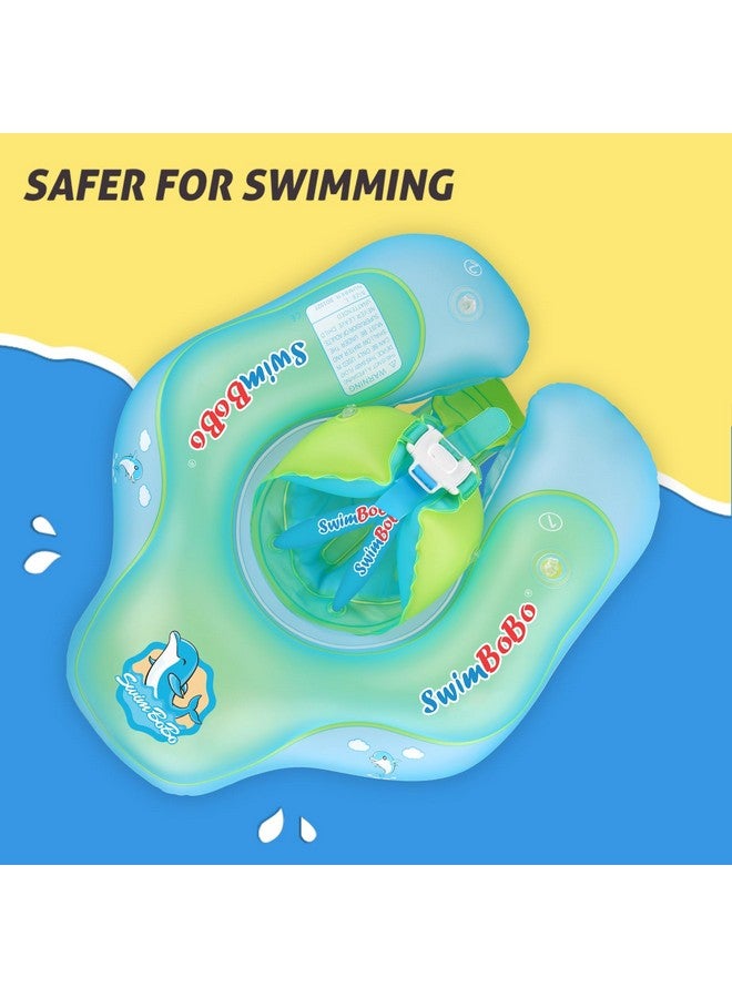 [New Upgraded] Swimbobo Baby Swim Float Kids Inflatable Swimming Ring With Safety Support Bottom Swimming Pool Accessories For 3 36 Months (Blue S)