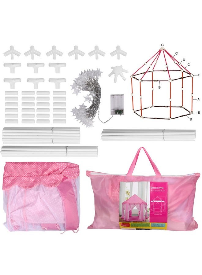 Princess Tent For Girls Kids Castle Play Tent With Led Star Lights Large Playhouse Girl Toy Gifts Age 3+ Indoor And Outdoor Games 55.5