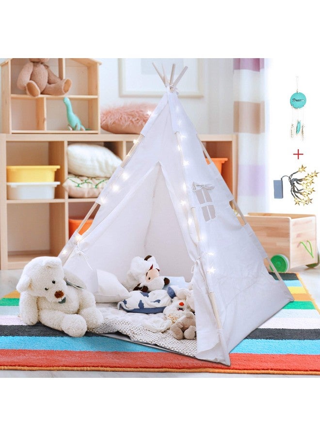 Toys Teepee Tent For Kids: Child’S Indoor Outdoor Canvas Fairytale Tipi Playroom Led Star Lights Easy Assembly 59 By 45 Inches Ages 3+