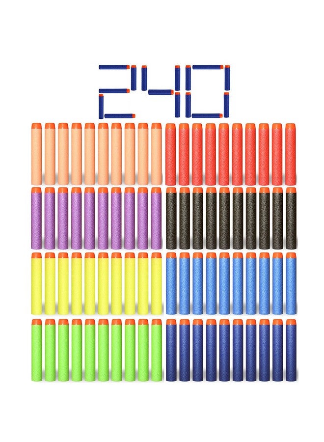 240 Pcs Colorful Refill Darts Bullets Ammo Pack For Nerf N Strike Elite Series Blasters