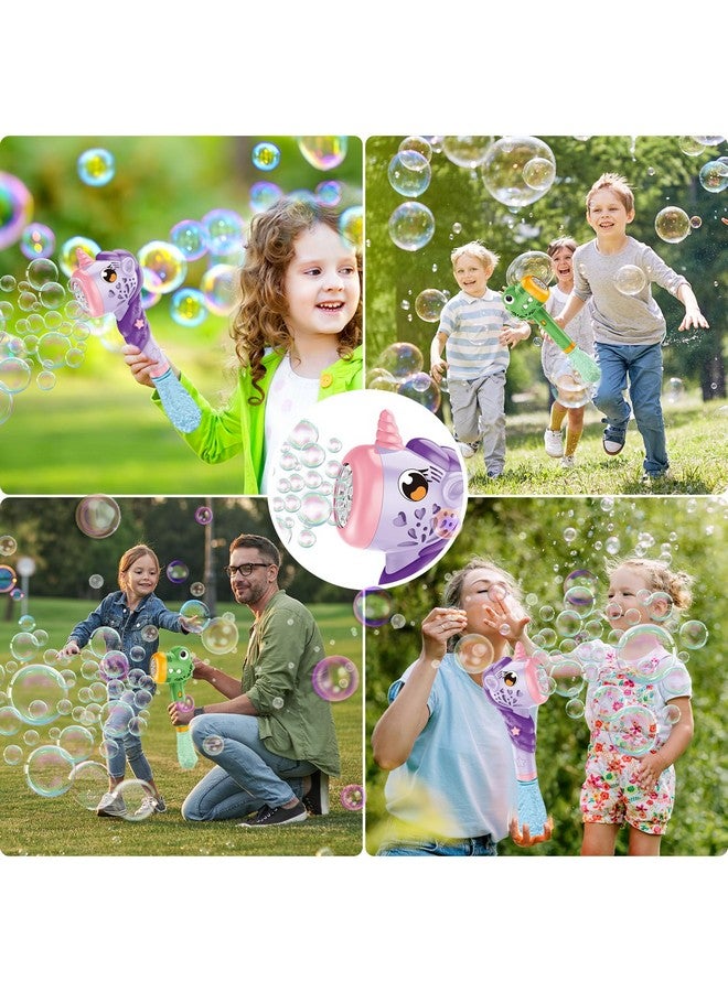 2Pcs Automatic Bubble Wands Bubble Maker Gun With Light & Music For Girls Boys Fantasty Bubble Maker Machine With 2 Bubble Refill Solution Party Wedding Birthday Gift For Toddlers Kids