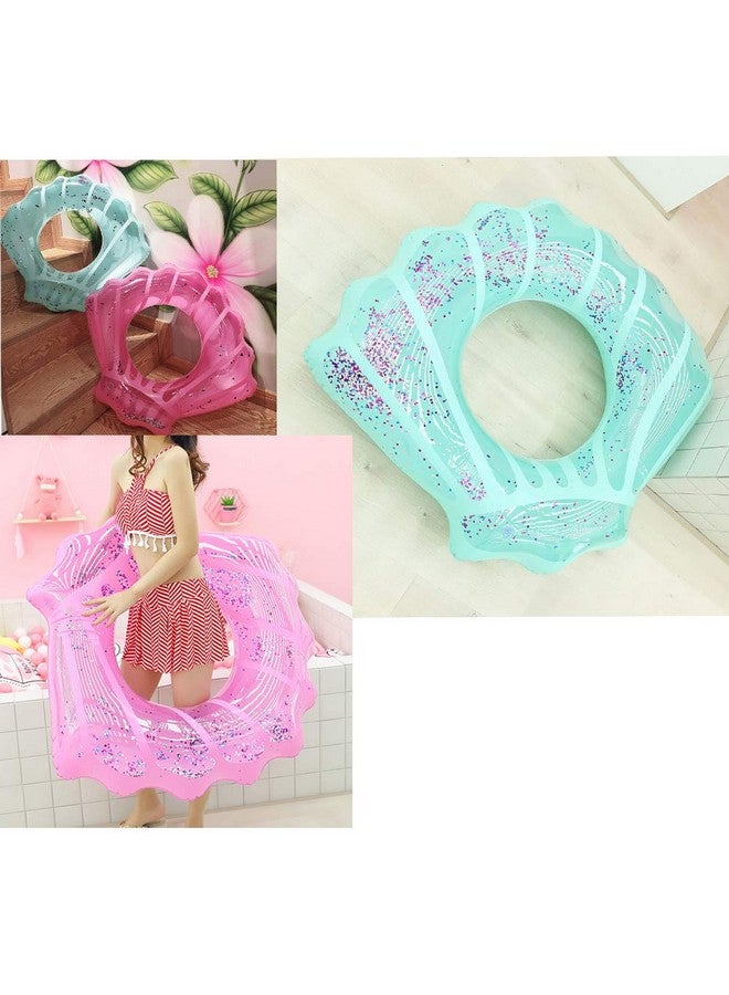 Shell Swim Rings For Kids Adults Pool Swimming Ring Inflatable Float Raft Water Swim Tube Summer Beach Party Decoration (Blue Adults)