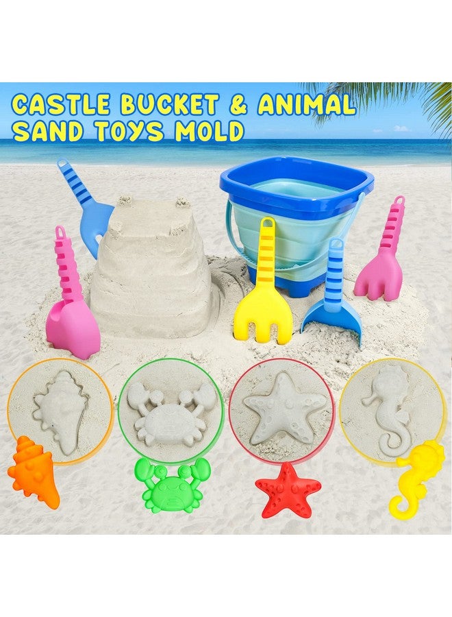 Beach Toys For Kids 3 10 Collapsible Sand Castle Toys For Beach Include 3 Pack Foldable Buckets Shovels Molds And Storage Mash Bag Sandbox Travel Toys For Toddlers Kids